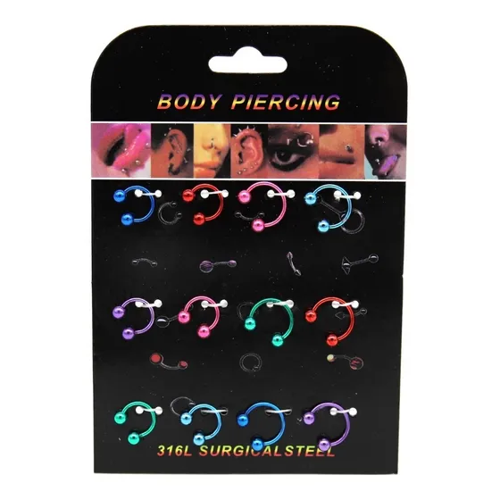 Piercing Circular Barbell Acero Colores 1 Display 1,2x8/10x4
