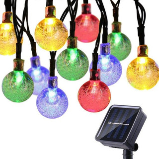 Guirnalda De 50 Luces Led Solares Con Foco Tipo Burbuja Guirnalda De 50 Luces Led Solares Con Foco Tipo Burbuja
