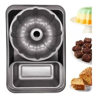 Set 3 Moldes Panque Charola Rosca Pan Antiadherente Cocina Set 3 Moldes Panque Charola Rosca Pan Antiadherente Cocina
