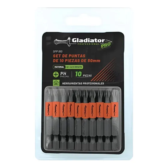 Set De Puntas Phillips Profesionales 10 Piezas Gladiator
