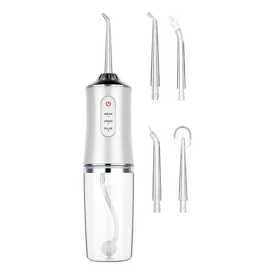 Irrigador Bucal Limpiador Dental Portátil 130psi + Boquillas Blanco