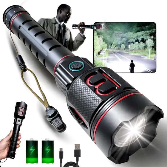 Lanterna Militar Tática Led P90 Zoom Longo Alcance Reforçada