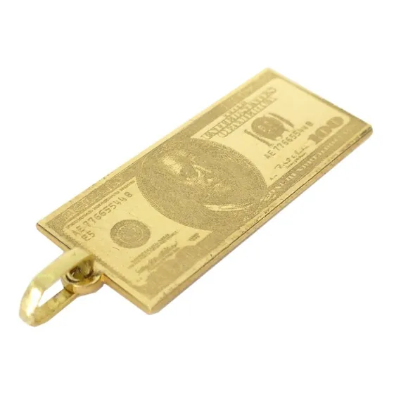 Dije Dolar Oro 18kts Billete 100 Dolar Dinero 4 Gr Doble Faz