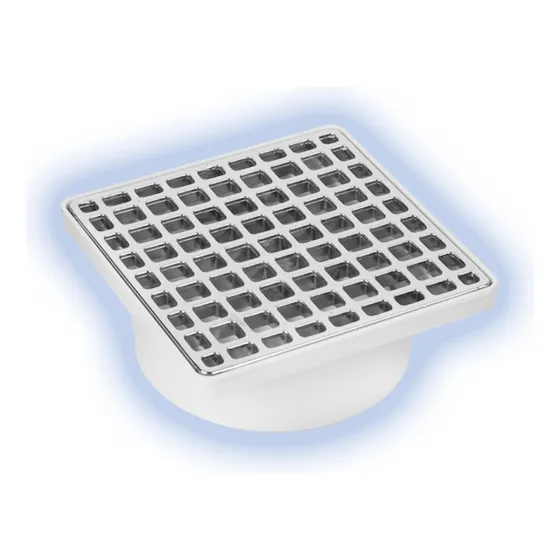 Rejilla Anti Olor Centro Piso Plastico Cromado Cuadrado 4''
