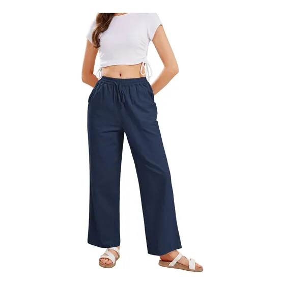 Pantalon Palazzo De Dama Algodon Y Pantalones Lino Mujer