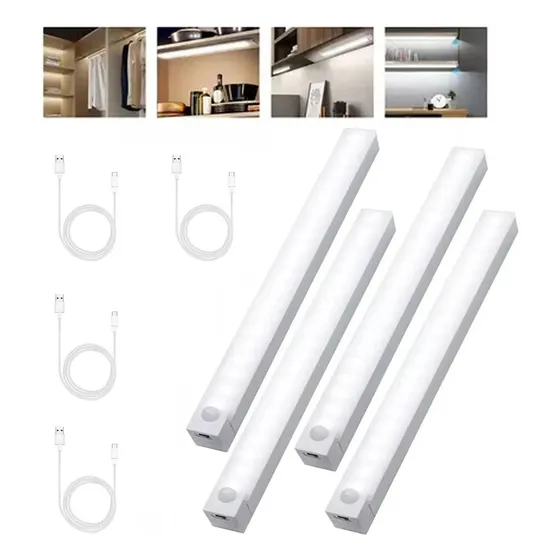 4 Piezas Con Sensor Movimiento Luz De Led Clóset Usb 50cm