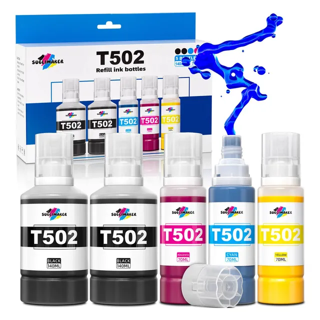 Paquete De 5 Botellas De Tinta Compatible Para Epson 502