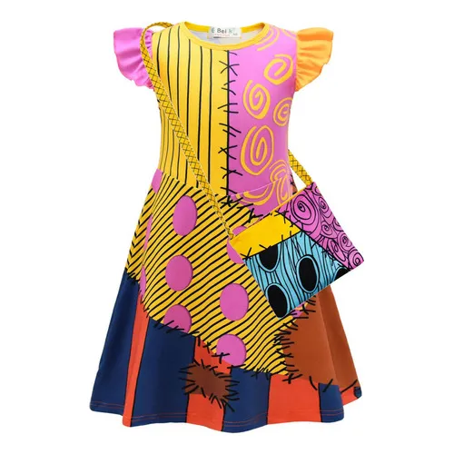 * Sally Disfraz Halloween/navidad Disfraz, Vestido Y Bolso