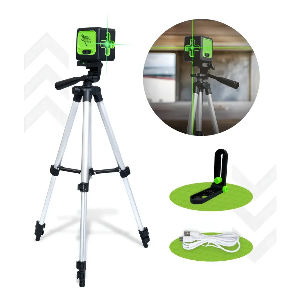 Nível a Laser Verde 2 Linhas Com Tripé Para Profissional Autonivelante