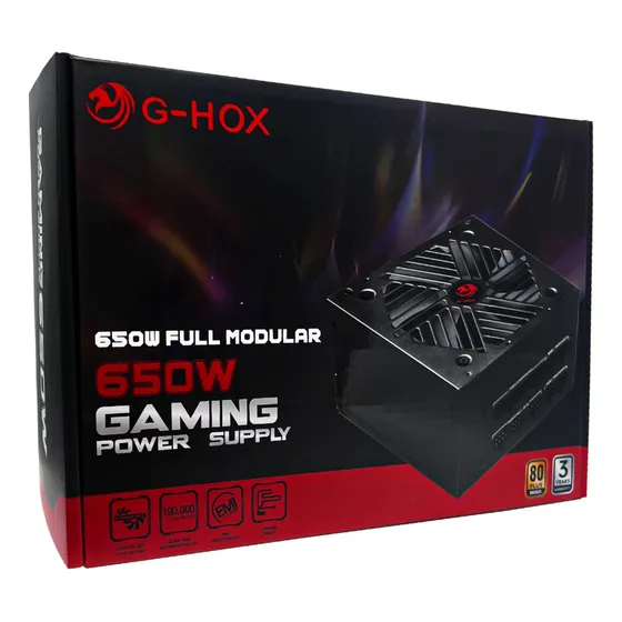 Fonte G-hox Kp650w Full Modular 80 Plus Bronze Cabo Força