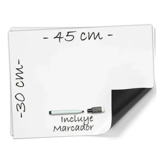 Pizarra Imantada Blanca + Marcador Magnetica Heladera 30x45