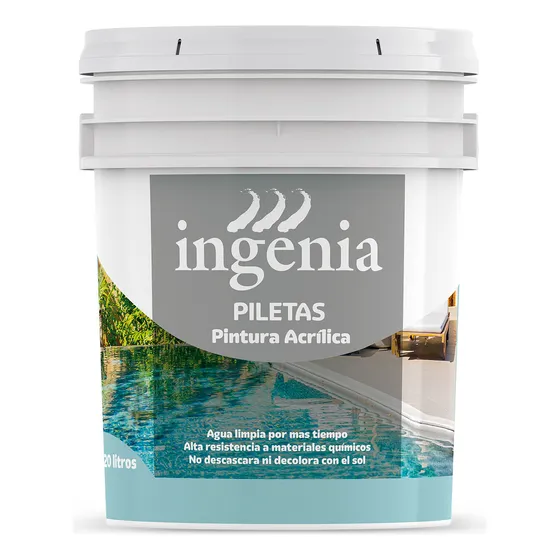 Pintura Para Pileta Latex Acrilico Al Agua 20 Lts Ingenia Mm Acabado Mate Color Celeste Profundo