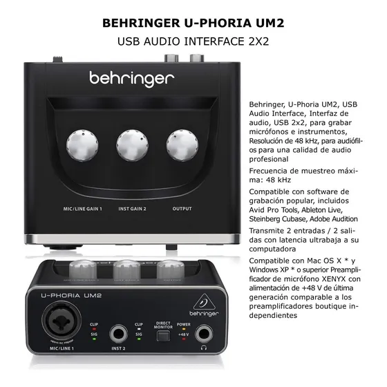 Behringer U-phoria Um2  Usb Audio Interface 2x2 