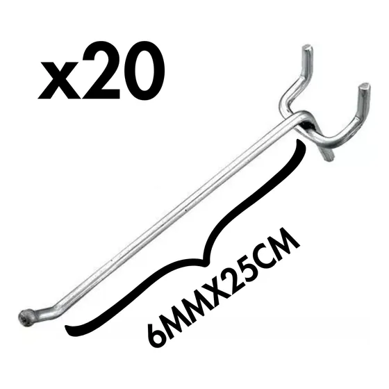 Gancho Para Lamina Perforada 6mm X 25cm Pack 20