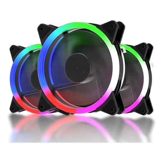 Ventiladores Para Pc Rgb Led 120mm Pack De 3 Unidades.negro