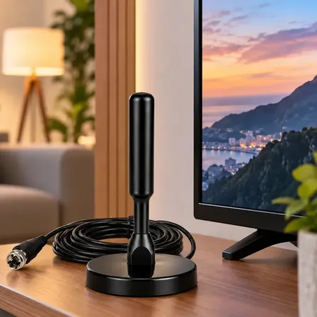 Antena Digital Interna Externa HDTV UHF Com Cabo Longo De 5 Metros Até 240km Com Base Magnetica Distancia Brazuca Cell