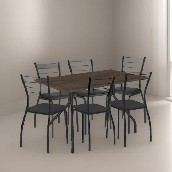 Juego Comedor 6 Sillas Mesa Vidrio Tapizado Avatar Compramas