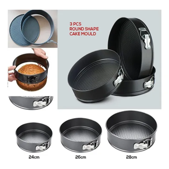 Set Moldes Torta Desmontable 3 Pieza Reposteria 24, 26, 28cm
