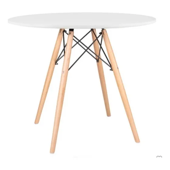 Mesa Jantar Charles Eames Eiffel Madeira 90cm Branca Cor dos pés Marrom Claro Algart Moveis