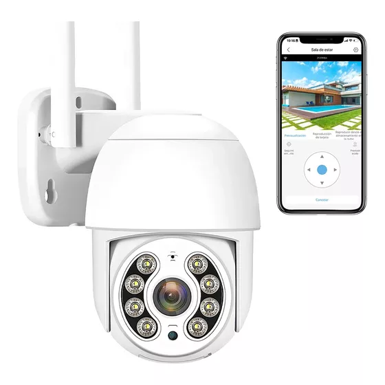Nanwei Cámara De Seguridad Exterior Wifi 1080p PTZ 360 Grados Visión Nocturna Audio Bidireccional Detección Movimiento Alexa