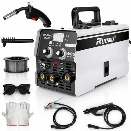 Máquina De Solda Inversora Mig Sem Gás 3 Em 1 Mma Tig Lift 160a Com Tocha Mig E Acessórios