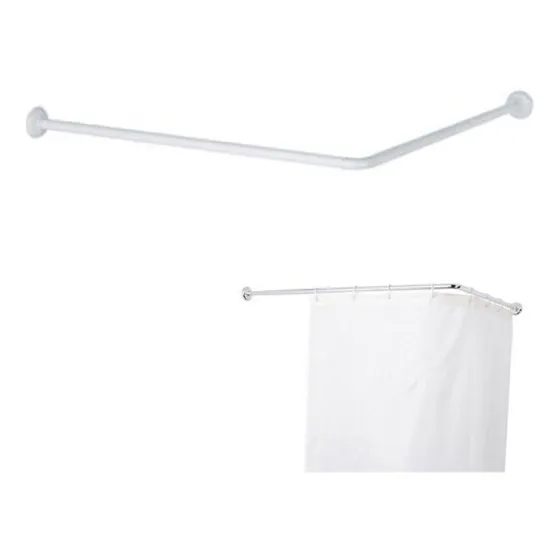 Cortinero Para Baños Tipo L (blanco) 2 Tubos 80x2 Cm 
