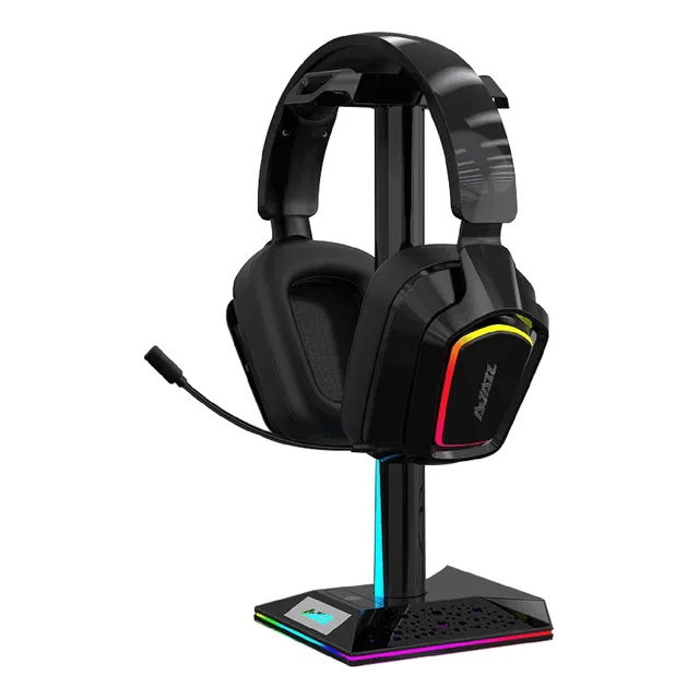 Soporte Para Auriculares Rgb Con 2 Puertos Usb Y Aux De 0.13