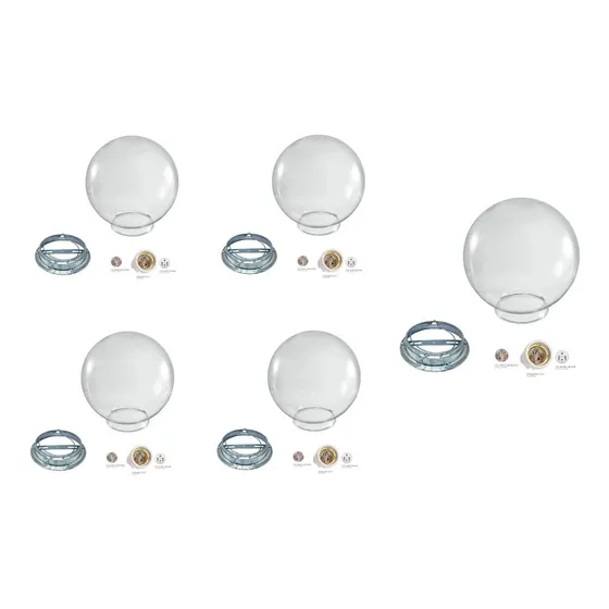 Kit 5 Globo Lustre Bolinha Vidro 10x15cm Suporte E Soquete