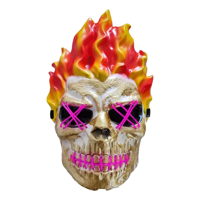 Mascara Ghost Rider Led Purga Craneo Fuego Disfraz Halloween