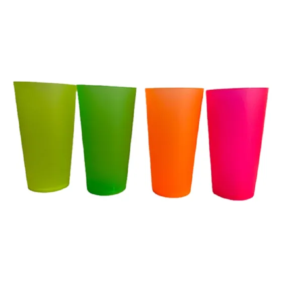 X20 Vasos De Plástico Reutilizables Colores Flúor 380ml