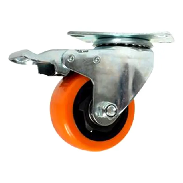 Rodachin Rueda Base Giratoria Con Freno 1 1/2 PuLG X 4 Unid
