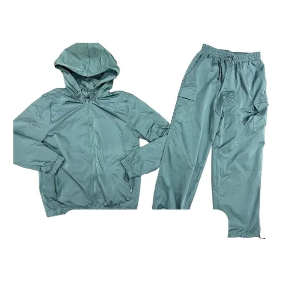 Conjunto Rompevientos Impermeable Sudadera Con Gorro Y Pans 