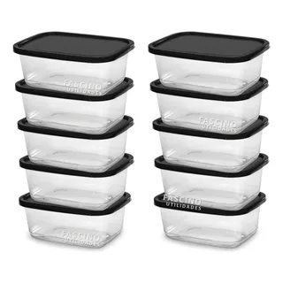 Kit 10 Potes 500ml Transparentes Freezer Microondas Marmita Kit 10 Potes 500ml Transparentes Freezer Microondas Marmita