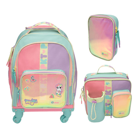 Kit Escolar Mochila C/ Rodinha 360o Color Block Mna - Puket Kit Escolar Mochila C/ Rodinha 360o Color Block Mna - Puket