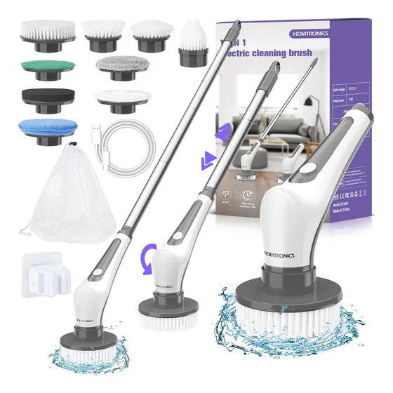 Cepillo para Baño Pisos Eléctrico de Limpieza Homtronics HHS0 Color Gris
