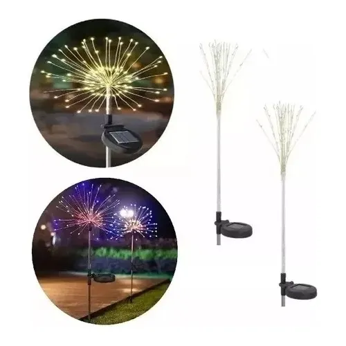 Luces Led Fuego Artificial Estrella Solares Navidad 2 Und