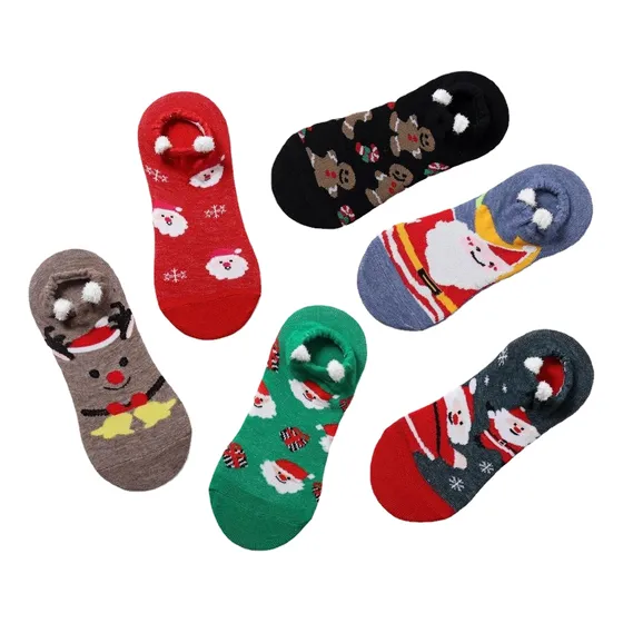 12 Pares Calcetines Tobillero Navideño Dama Mayoreo 35-40 Ut