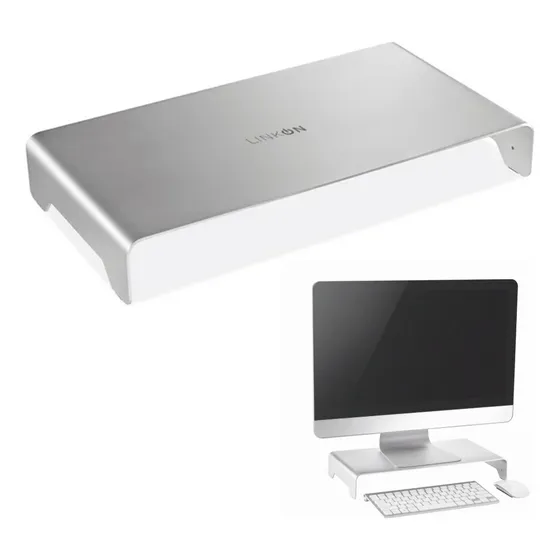 Base Soporte Monitor Organizador Escritorio Linkon Aluminio Color Plateado