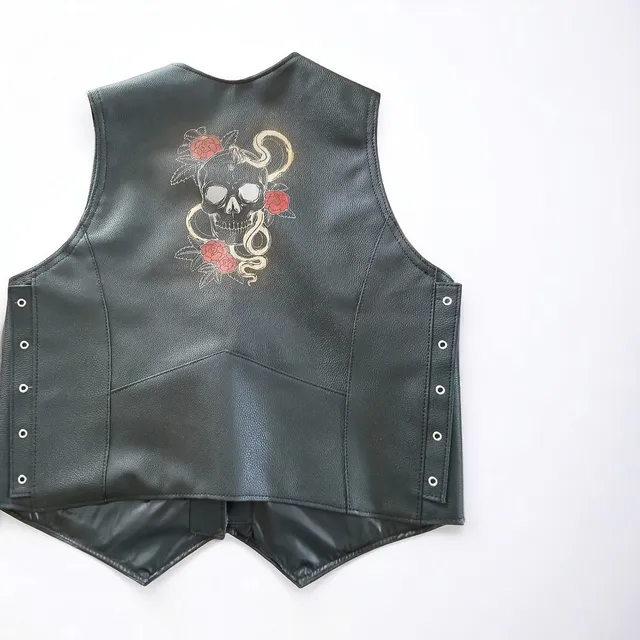 Chaleco Moto Hombre Símil Cuero