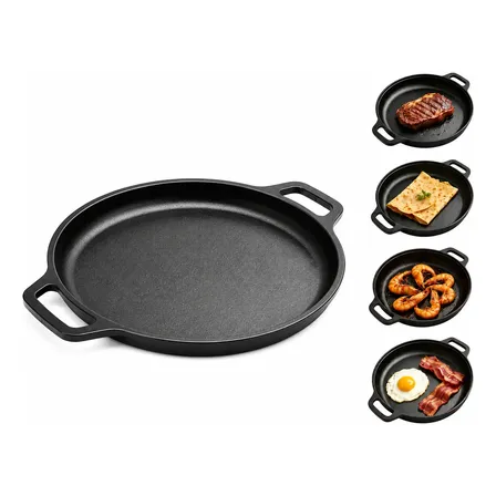 Frigideira De Ferro Fundido 28cm Para Bifes E Grelhados Preto