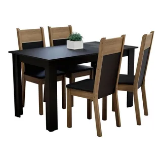 Sala De Jantar Madesa Havana Mesa Tampo Madeira 4 Cadeiras Cor Preto/rustic Mdja040002d8pt Sala De Jantar Madesa Havana Mesa Tampo Madeira 4 Cadeiras Cor Preto/rustic Mdja040002d8pt
