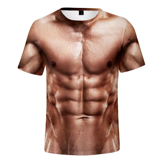 L Camiseta Con Estampado 3d De Cuerpo Musculoso Camiseta De