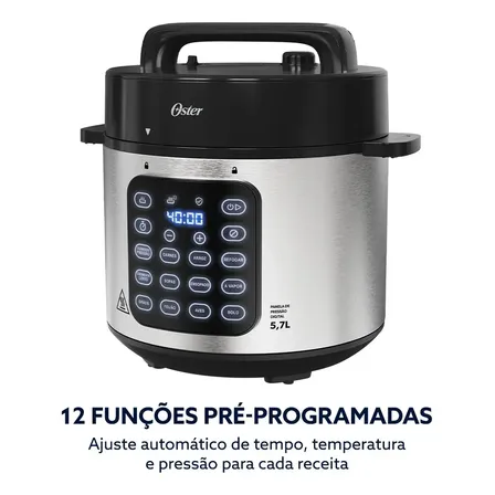 Panela Pressão Elétrica Multifunções Oster 5.7l Opan930-127 Inox 60 127v