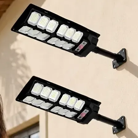 Kit 2 Luminária Solar 800w Holofote Potente Com Sensor Bateria/solar (tensão Específica Não Informada) Preto Branco