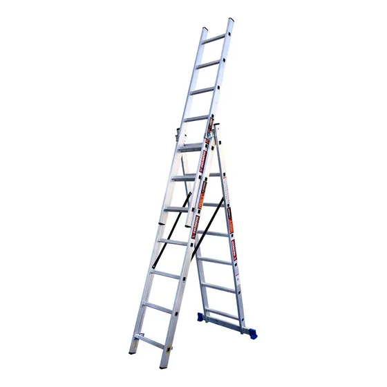 Escalera Convertible Tipo Tijera Extencion Plegable Peldaños Color Gris