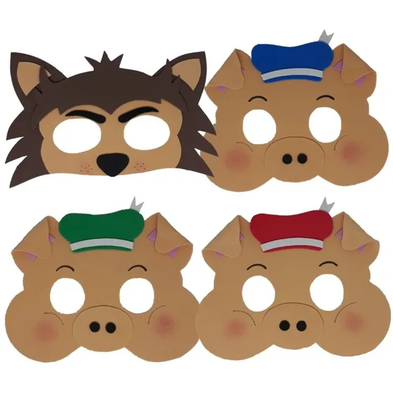 Máscaras Três Porquinhos E O Lobo Mau