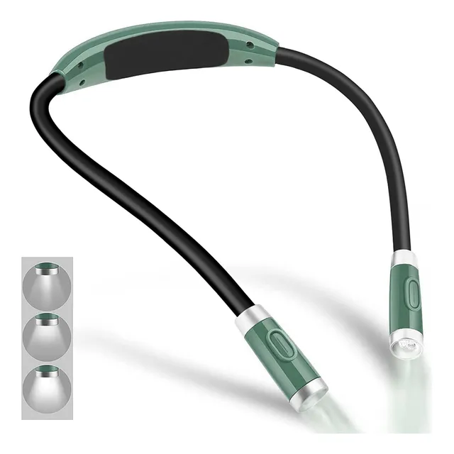 Luz De Lectura Recargable Led Para El Cuello Verde Militar