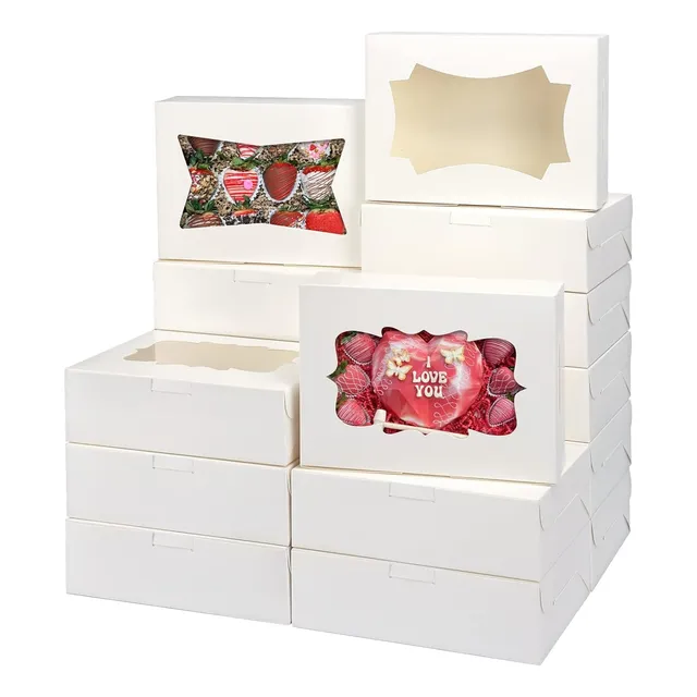 Pack 30 Cajas Para 6 Alfajores 20x15x6.3cm Con Visor/ventana
