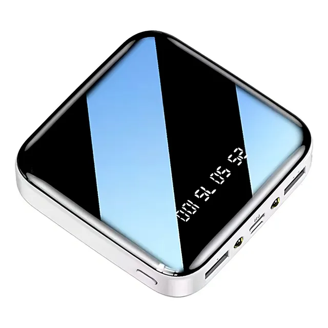 Power Bank Mini Pila Batería Recargable Kimhi De 20,000mah Color Blanco, Con Linterna Y Display Digital Doble Usb