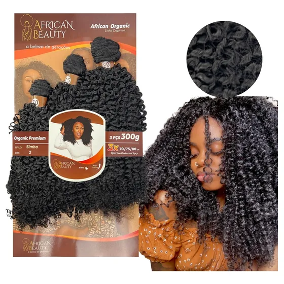 Cabelo Fibra Organic Premium Cacheado C\ Volume Faz 1 Cabeça